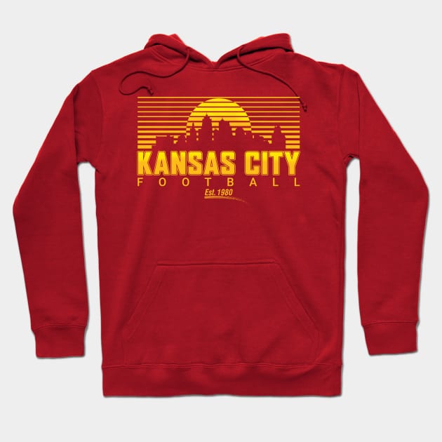 Kansas City Retro Sunset Vintage KC Football Missouri Gift Hoodie by JJDezigns